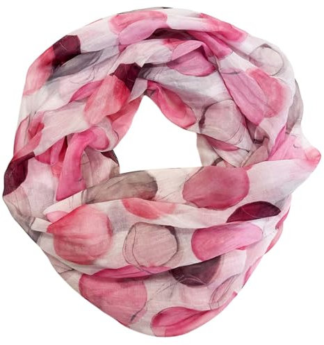 J26 Dots Punkte Seide Sommer Loop Farbverlauf Silk Uni Rundschal Schlauchschal Stola Schal leicht (Kreis Pink)