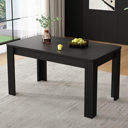 Merax Table à manger rectangulaire en bois - Table de cuisine moderne pour salon et salle à manger - 116 x 65 x 75 cm (L x l x H) - Noir