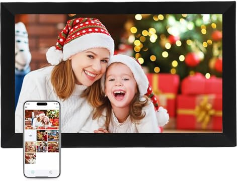Asixxsix 15,6 Tum Digital Bildram, 1920x1080 FHD Pekskärm WiFi Elektronisk Fotoram, 32 GB Minnes Auto Rotate Wall Mounted Smart Photo Frame, Dela Foton Direkt Från Var Som Helst (EU-Plug)