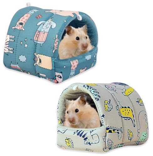 TYXHXTF 2 Pcs Lit pour Cochon d'Inde, Maison d'hiver pour Petits Animaux, Sac de Couchage Grotte Nid, Nids de Couchage Chauds pour Hamster L’écureuil Le Cochon d'Inde Bébés (19 * 19CM)