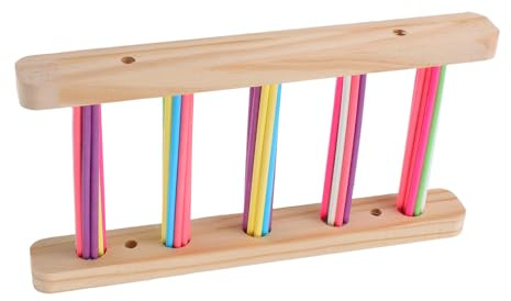 TOYANDONA Escalera Colgante de Madera No Tóxica para Loros y Pájaros Pequeños, Juguete Interactivo de Escalada 3 Piezas para Jaula, Soporte para Percha y Plataforma de Columpio para Aves