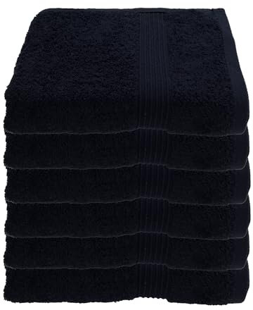 Julie Julsen 6er Pack Handtuch 29 Farben erhältlich weich und saugstark 500gsm Öko Tex Schwarz 50 x 100 cm B-Ware