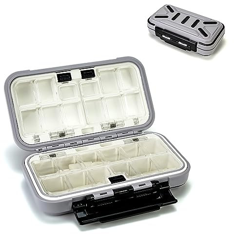 Piscorush 24 Fächer Wasserdicht Köderbox Angeln Tackle Box Spoon Tasche Angel Box Fishing Box Professionelle Angel Zubehör Aufbewahrungsbox Haken Köder Angelbox für Angelzubehör (Grau 1stk)
