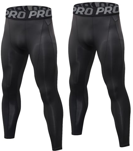 LNFINTDO 2-pack herr löparleggings sport kompressionsbyxor svala torra basskikt för träning atletisk träning, cykling och gym