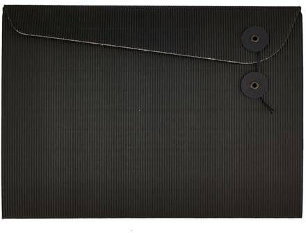 smart by Leviatan Smart 6er Sammelmappe aus Karton, Mappe mit Bandverschluss, Sichere Aufbewahrung und Transportieren, Mappe zur Aufbewahrung von Dokumenten aus schönem Wellkarton, Wave, Schwarz