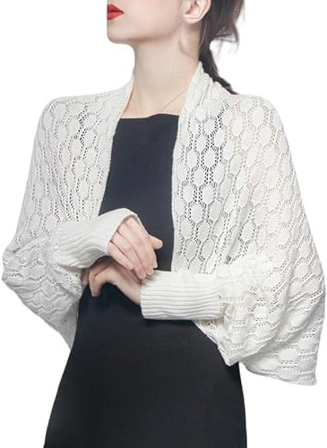 CuLtP Bolero dam chic och elegant bolero damkofta långärmad axellösning nätjacka sommar virkad sommarsjal sidensjal filt ups aftonklänning för F