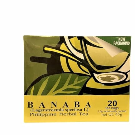 Banaba Philippine Tea Organic Herbal - Pack of 1-20 teabags per box - 100 percent All Natural Finest Banaba leaves – Healthy Banaba Flower Tea – New Premium Tea Bags Packaging