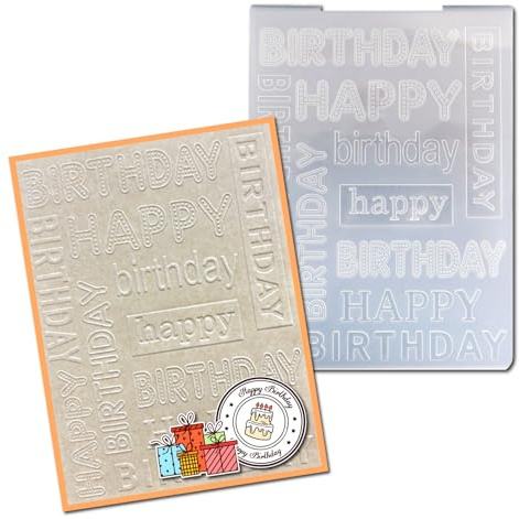arriettycraft Happy Birthday Plastic Embossing Folders for Card Making Birthday Sentiment Embossing Folder for Scrapbooking Pages Paper Crafting Clay Decoration