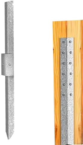 Ocastuted Estacas de acero para vallas, estacas de suelo resistentes, suministros de jardín gruesos, picos de reparación resistentes para vallas inclinadas