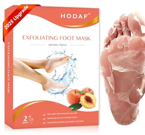 YIIZHAAVK Foot Peel Mask 2 Pairs - 2025 Upgrade Formula Moisturizing and Exfoliating Foot Peeling Mask for Hard Skin, Dry Dead Skin and Callus,Cracked Heels Remover for Feet, Men and Women (Peach)