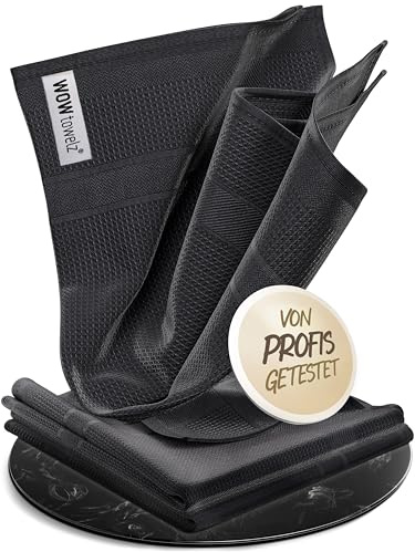 Wowtowelz Streifenfreier Glanz in Sekunden - Mikrofasertücher für Küche, Fenster, Bad, Glas & Auto - Fenstertuch Streifenfrei, Poliertücher, Putzlappen (3er Set - 40x40 cm)