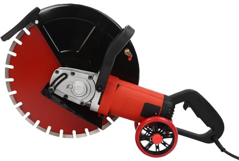 Cortador de pavimentos para sierra de hormigón de 4000 W, con disco de corte de diamante de 410 mm, sierra circular con hoja de sierra y rodillo de inversión, negro, rojo