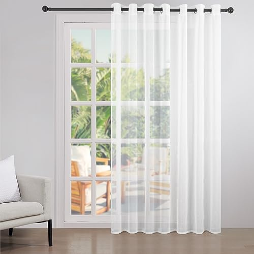 Topfinel 1 st gardiner vit med öljetter vardagsrum sheer gardiner vardagsrum vardagsrum semi transparent gardin färdiga gardiner vit halvtransparent för balkongdörr och skjutdörr slinga gardiner 300 x
