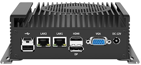 PC Industrial, minidator med I3 N305 8C/8T (3,8 GHz), mini-stationär dator med fläkt, 4K UHD Quad Display/Dual LAN/Wifi/5G/DP/typ C/GPIO, automatisk påslagning, inget minne (DDR5) ingen SSD (M.2 NVMe)