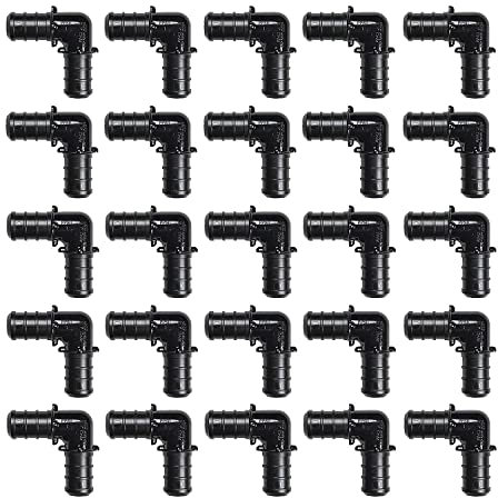 Reapyyt Confezione da 25, Gomito un 90 Gradi da 1/2 Pollice, Raccordo Pex un Crimpare Barb, Raccordi Pex nel Plastica, (Gomito da 1/2 Pollice, 25 Pezzi)