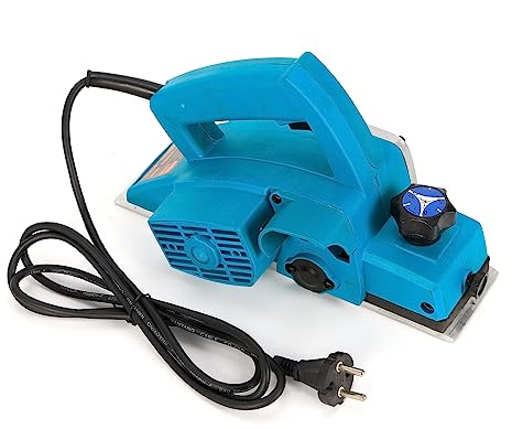 Pialla elettrica 800 W, piallatrice elettrica con righello di guida e guida a V, leggera per legno con profondità regolabile 0-1 mm, pialla con motore in rame per falegnameria
