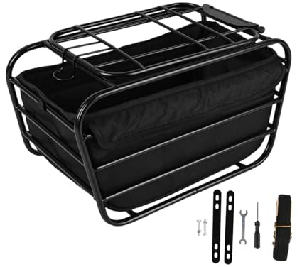 KiBcsLic Rear Wheel Basket, Luggage Rack Basket, Bike Rack for Shopping, Camping, Dogs