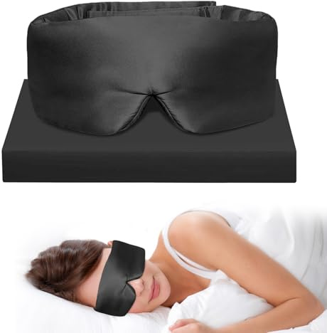 XETHI Sovmask i 100% Mullbärssilke, 3D-ögonmask med Justerbar Rem, Mörkläggande och Andningsbar, Mjuk för Sömn och Resor, Unisex, Svart
