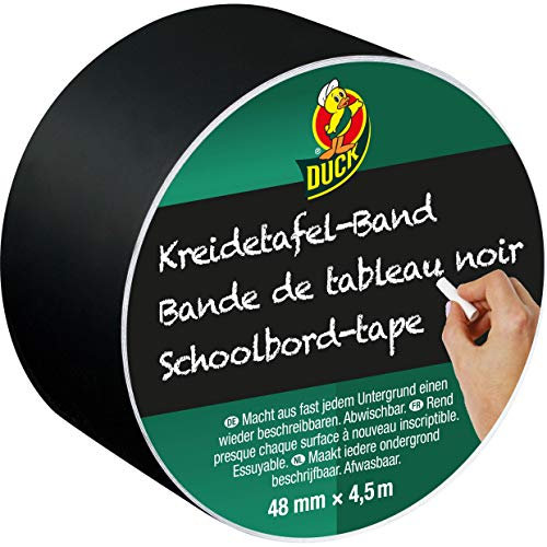 DUCK 105-00 Klebeband Kreidetafel – Beschreibbares Klebeband zum Dekorieren, Ordnen, Basteln & Beschriften – 47mm x 4,5m