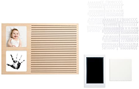 Pearhead Babyprints Letterboard Baby Handprint & Photo Frame, Wooden Customizable Letterboard for Baby, New Baby Keepsake