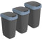 Rotho Twist 3er-Set Mülleimer 25l mit Deckel, Kunststoff (PP) BPA-frei, schwarz/blau, 3x25l (33.3 x 25.2 x 47.6 cm)