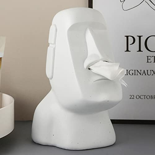 BIOSA Moai Taschentuchbox, Osterinsel Taschentuchspender, Moai Kosmetiktücherbox for Küche Badezimmer Schlafzimmer - 25x16.5x18cm
