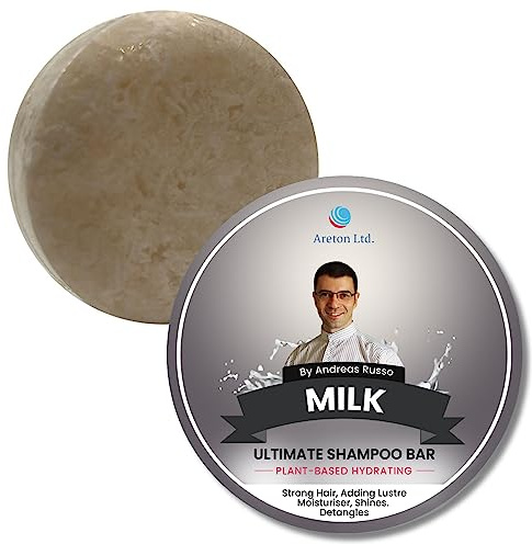 Solid Shampoo Bar - Bio Shampoo und Conditioner Bar für juckende Kopfhaut, Shampoo für Männer & Frauen für dünner werdendes Haar, raues Haar und seidig (Milch)