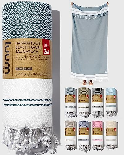 Luum® Grande serviette de plage, de hammam et de sauna, 100 x 200 cm, serviette de voyage et de yoga