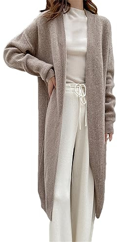 Dninmim Cardigan in Maglione Lungo con Scollo A V da Donna Cappotto in Cardigan in Cashmere Cardigan in Maglione Spesso khaki9 XL