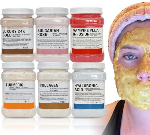 YMEYFAN Jelly Mask for Facials Professional Face Mask Bulk Wholesale, Jelly Mask Powder for Estheticians Supplies Beauty Salon Spa Face Mask Skin Care, 23Fl Oz (6 Jar)