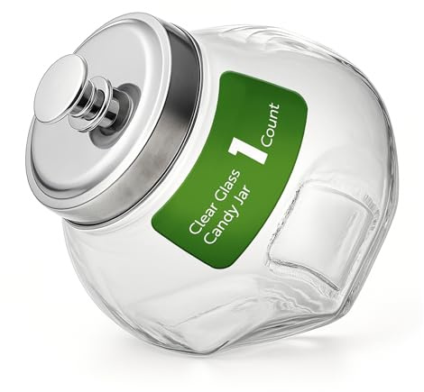 Restaurantware Vetri 0.3 Gallon Penny Jar 1 Durable Candy Jar - With Wide Spout Chrome Lid Clear Glass Cookie Jars For Kitchen Counter Dishwashable