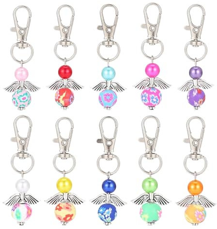 Zfseyuh Schutzengel Anhänger 10 Stück Glücksbringer Schlüsselanhänger Kleine Gastgeschenke Hochzeit Angel Anhänger Perlen für Hochzeit Kommunion Taufe