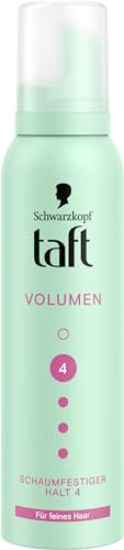 Schwarzkopf Taft Schaumfestiger Volumen (150ml), Haltegrad 4, Haarschaum für feines Haar, volumengebendes Mousse, verhindert Föhnschäden, ohne zu verkleben, vegane Formel*