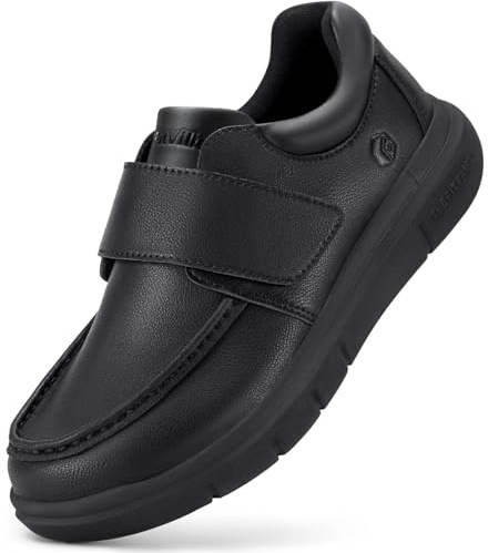 FitVille Chaussure Diabetique Homme Extra Large Mocassins en Cuir Pieds Large Casual Chaussures de Marche Homme Scratch pour Pieds Enflés au Travail Noir 44 EU X-Large