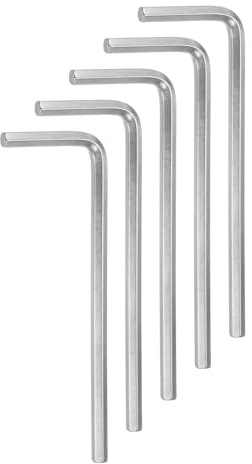 QUARKZMAN 5 Piezas de Llave Hexagonal 3/16 L-Shape Hexagon Sae de Acero Cromado Vanadio para Reparaciones en el Hogar, Tono Plateado