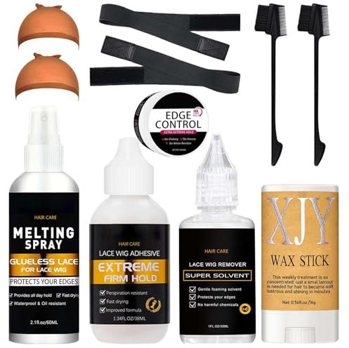 Melting Spray Wig, Wig Glue, Lace Melting Spray for Wigs, melting spray for Lace Wigs Natural Finishing Hold Protect Edge Kit for Closure Front Extensions