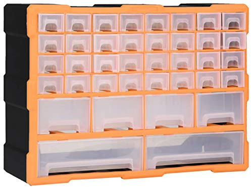 Homgoday Organisateur Multi-Tiroirs avec 38 Tiroirs 52x16x37,5 cm, Boîtes de Rangement Casiers à Tiroirs pour Garage, Atelier, Rangement Visserie Atelier A