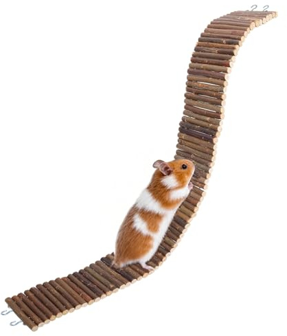 Gvhntk Hamster Wooden Suspension Bridge Rat Climbing Bendable Wooden Ladder Small Animals Arch Bridge Toys for Hamsters Mouse Rat Chipmunk Pig Gerbils Mice Other Small Rodents Animals(25.6L x 2.8W)