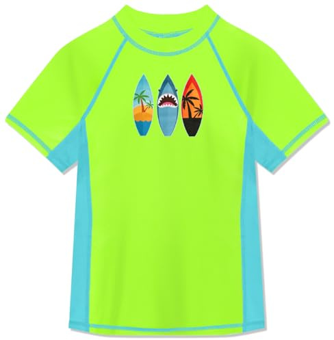 BesserBay Kinder Top Grün Blau Badeshirt Swimsuit Bademode UV Shirt mit UV-Shutz Kurzarm Rashguard 120