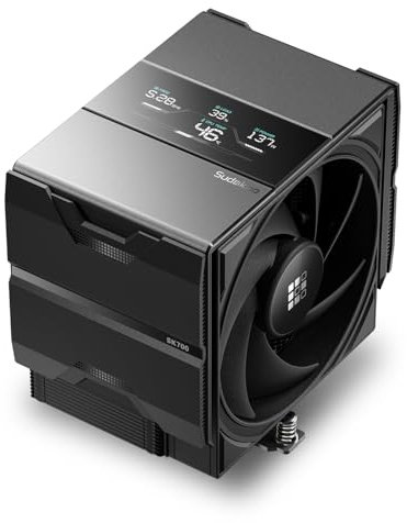 Sudokoo SK700V Cpu Air Cooler : AM5 Exclusive CPU Cooler with Digital Display - 7 Heatpipes PC Cooler, Single Tower, Slide-In Mounting, Full RAM Freedom, 120mm PWM Quiet Fan, 5 Years Warranty