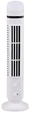 Mini ventilatore a torre rotante a 360° con 2 impostazioni di velocità, ventilatore verticale, 38,1 cm, nero bianco