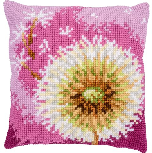 VERVACO Kit Cuscino Punto Croce FIORE DI LANA Set Ricamo Principianti Cuscini Gobelin Decorativi ca. 40 x 40 cm Accessori Per Lavoretti Creativi DIY Casa Decor Hobby Adulti Cross Stitch
