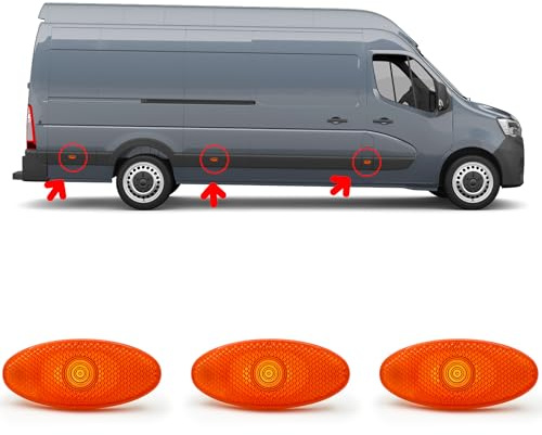 NIMOVA 3x Side Marker Indicator Lamp Light Lens Amber For Renault Master Mk3, Vauxhall Movano B Mk2, Nissan NV400, 261B00001R, 4419475, 2618000Q0A