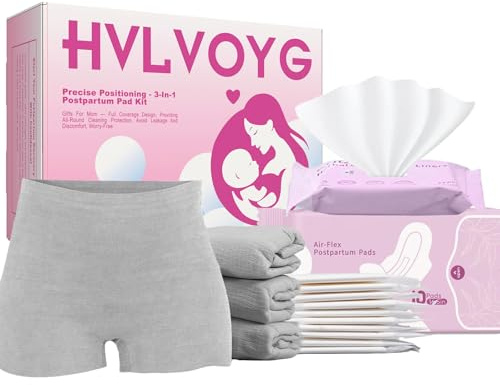 Postpartum Recovery Kit for New Moms, 3-in-1 Perineal Care Set with Disposable Underwear, Postpartum Pad & Cooling Pad Liners, Hospital Bag Essentials, After Birth Care Supplies