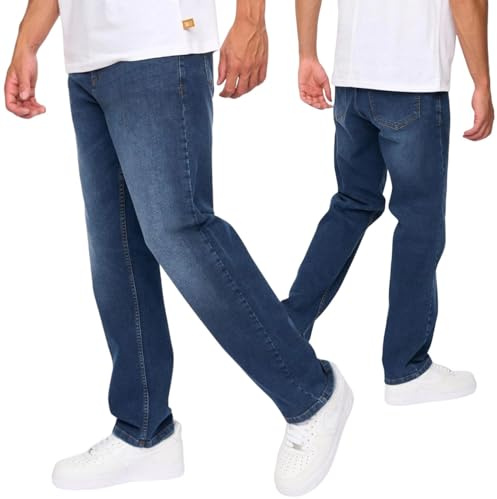 Duck and Cover Men’s Relaxed Fit Jeans – Soft Stretch Denim, Zip Fly Dark Wash 34W X 30L