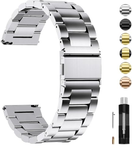 Fullmosa 4 färger för snabbutlösande metallarmband, rostfritt stål klockarmband, 14 mm, 16 mm, 18 mm, 19 mm, 20 mm, 22 mm, 24 mm