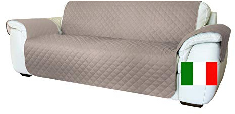 Moonange Copridivano 3 Posti con Braccioli Seduta 165 cm Impermeabile Reversibile Antiscivolo Antimacchia Antigraffio Antipelo Moderno Tortora