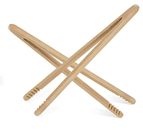 LUTER 2 Pièces Pince en Bambou Cuisine pour Grille Pain Plancha Réutilisable Nonskid Ustensile de Cuisine pour Sushi Cuisson Charcuterie Servir de la Nourriture Grillades Camping (17,8 cm)