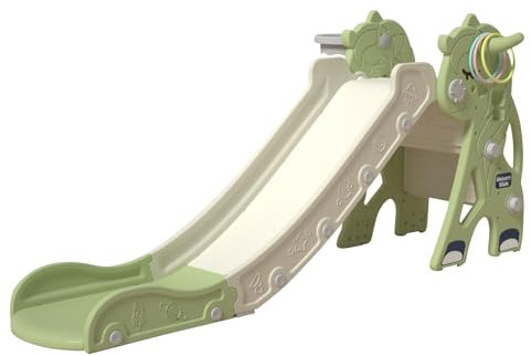 Zkiprm Scivolo per Bambini (142 CM), Pieghevole Scivolo da Giardino per Bambini con Gradini Antiscivolo Completamente Chiusi, Canestro da Basket, Giocattoli, Uso Interno o Esterno Per 1-3 anni