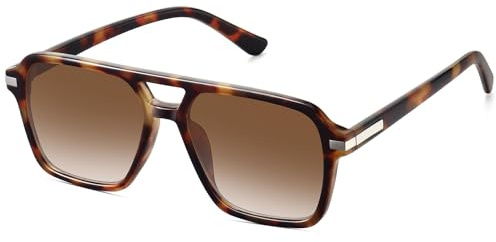 Fozono Retro Aviator Sunglasses for Women Men Trendy Classic Square 70s 80s 90s Vintage Shades Double Bridge Aviators FZN813 Brown Tortoiseshell/Gradient Brown